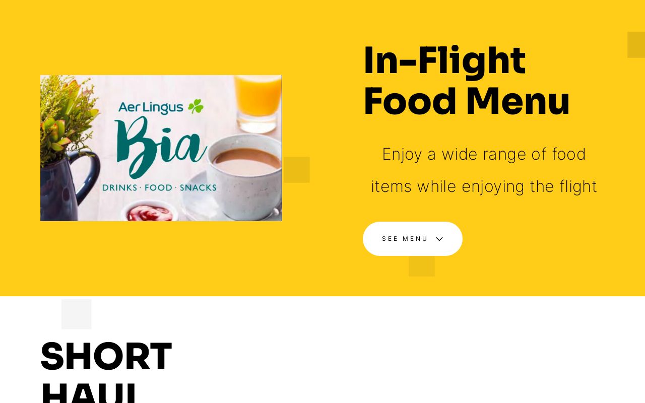 Aer Lingus PTFS food menu